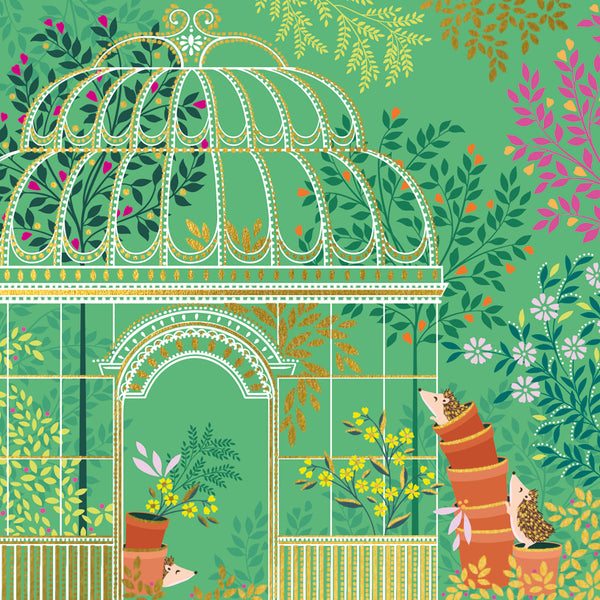Hedgehogs & Green House Card