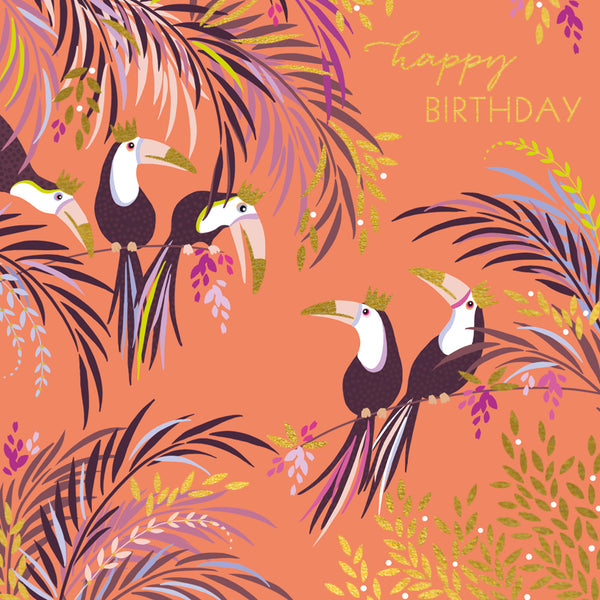 Toucans In Crowns Birthday Card