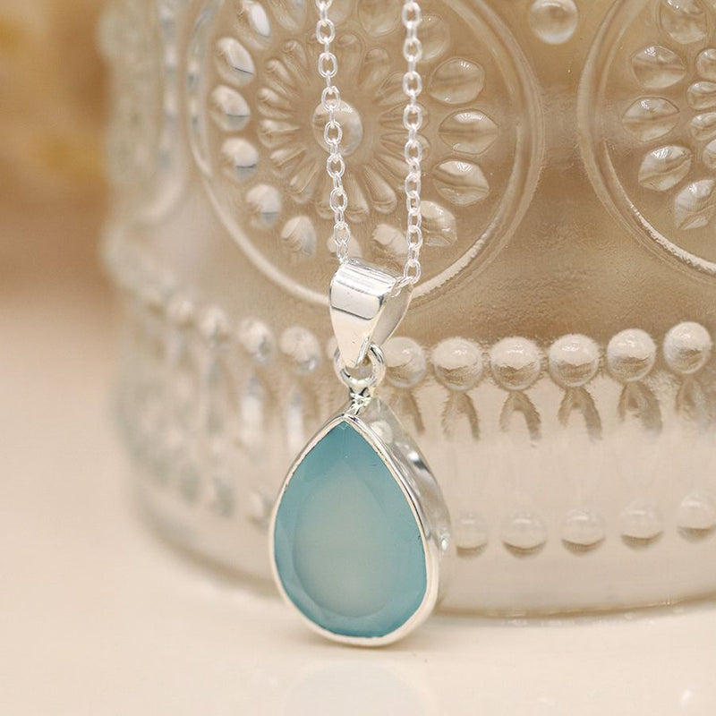 Sterling Silver Chalcedony Teardrop Pendant