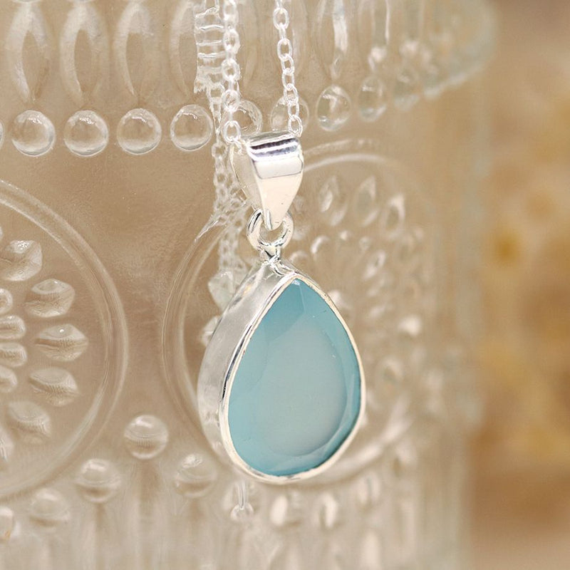 Sterling Silver Chalcedony Teardrop Pendant