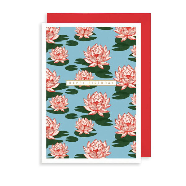 Red Lotus Greetings Card