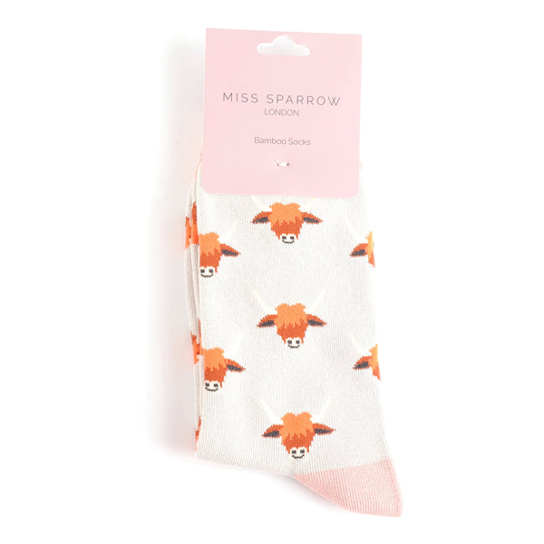 Highland Cow Socks - Silver