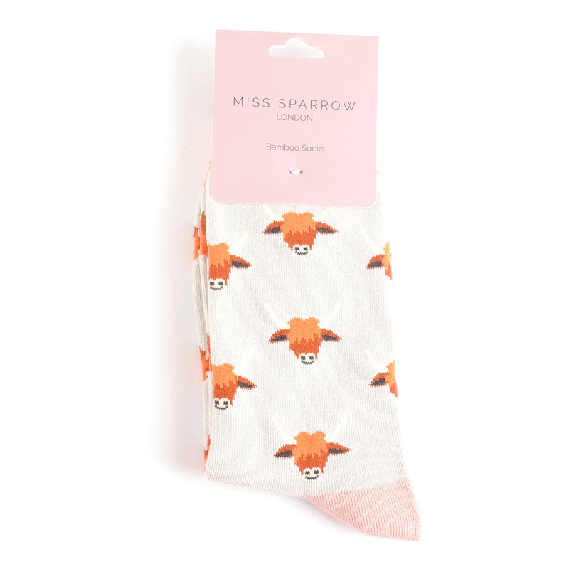 Highland Cow Socks - Silver