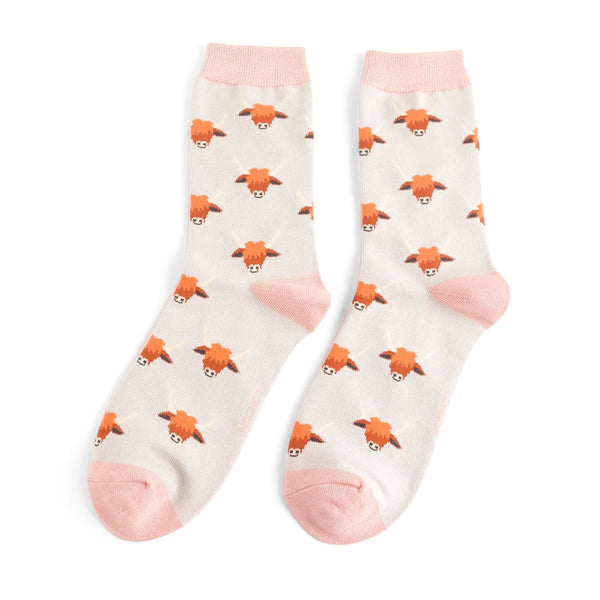 Highland Cow Socks - Silver