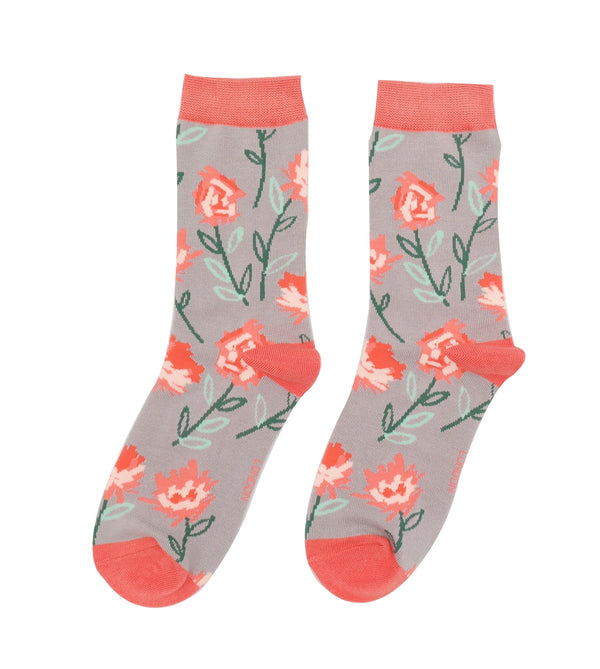 Abstract floral socks - grey