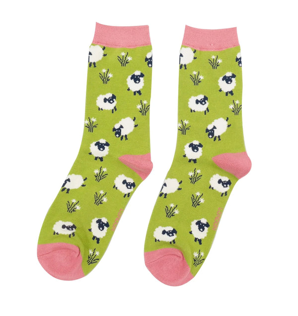 Leaping Sheep Bamboo Socks - Green