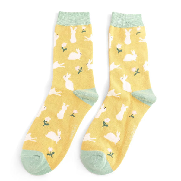 Bunnies & Daisies Socks - Yellow