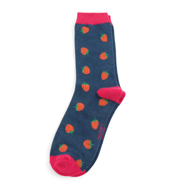 Strawberry Socks - Navy