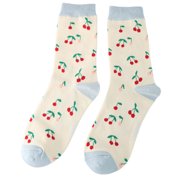 Mini Cherries Socks -Cream