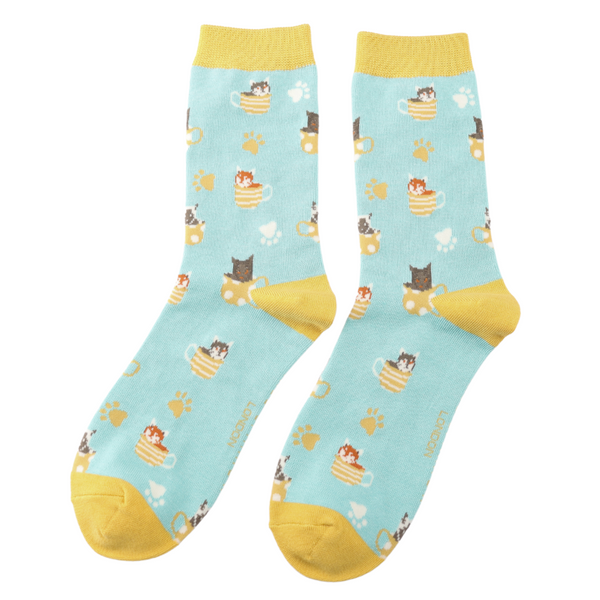 Cats in Teacup Socks - Aqua
