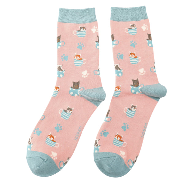 Cats in Teacup Socks - Dusky Pink