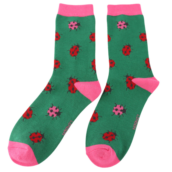 Ladybug Socks - Dark Green