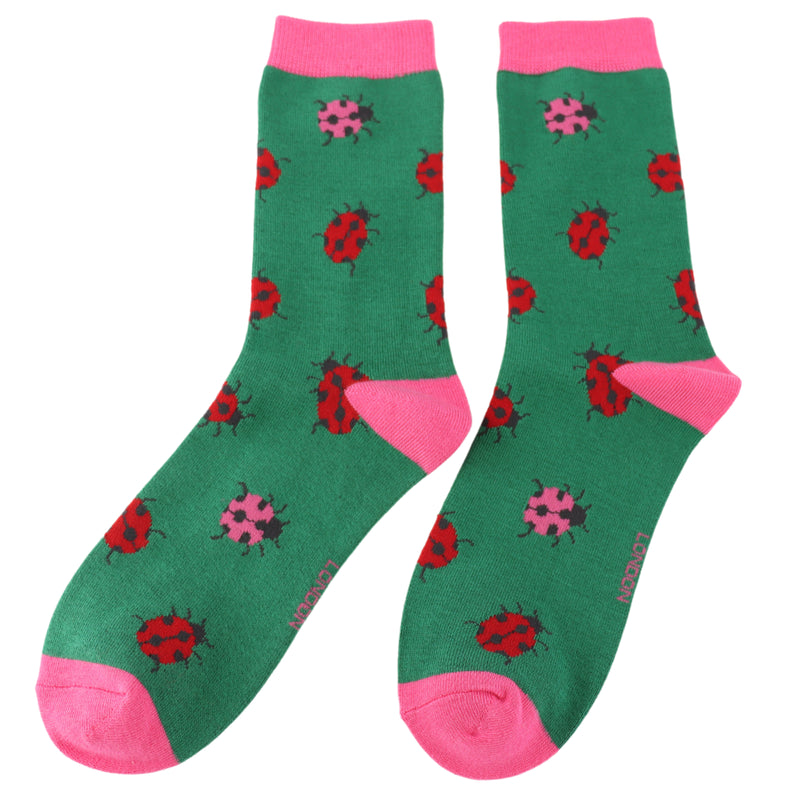 Ladybug Socks - Dark Green