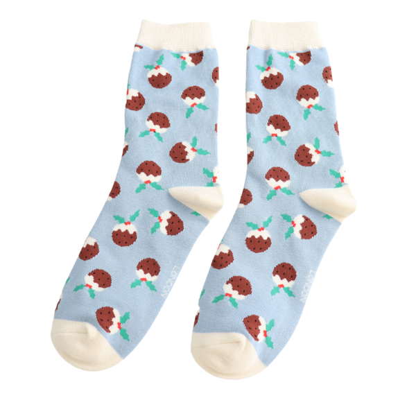 Christmas Pudding Socks - Blue