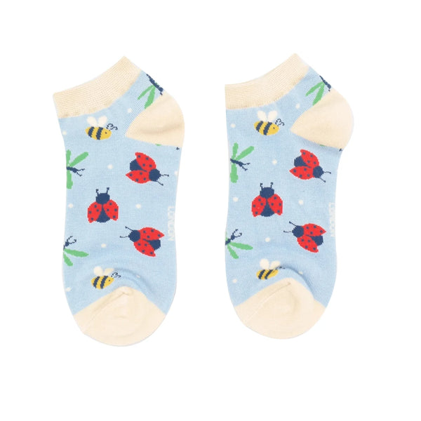 Love Bugs Trainer Socks - Pale Blue