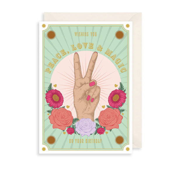 Peace, Love & Magic Birthday Card