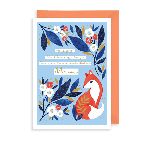 Mother's Day Fox & Flowers Card
