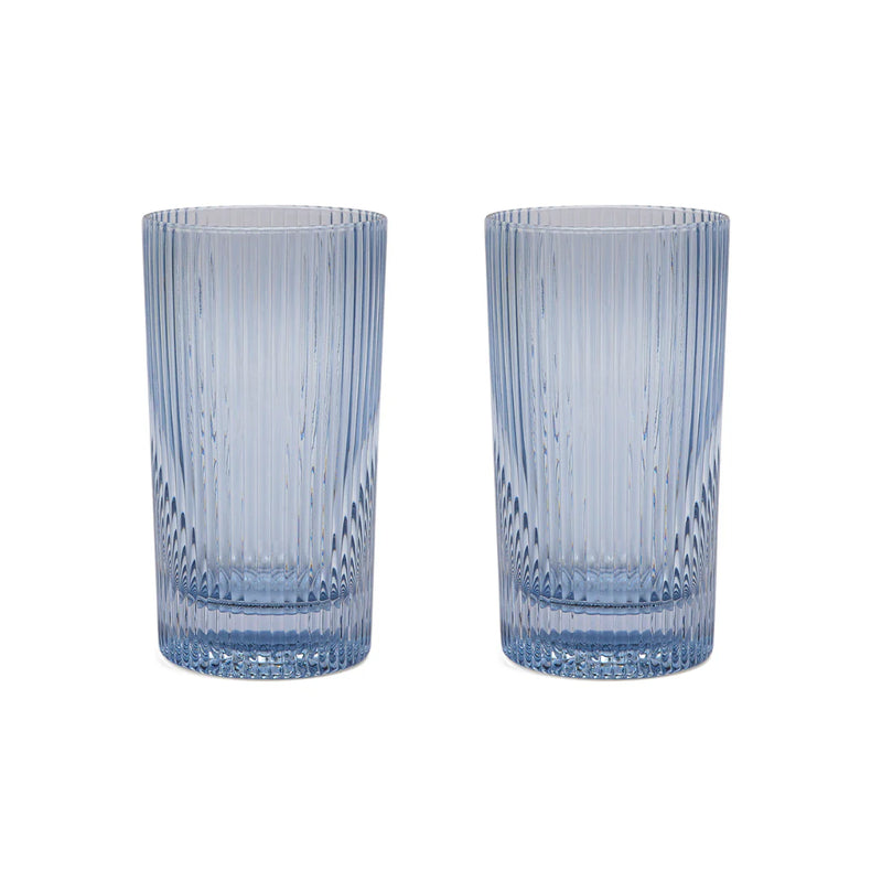 The Stella Highball Glass - Blue - Set Of 2