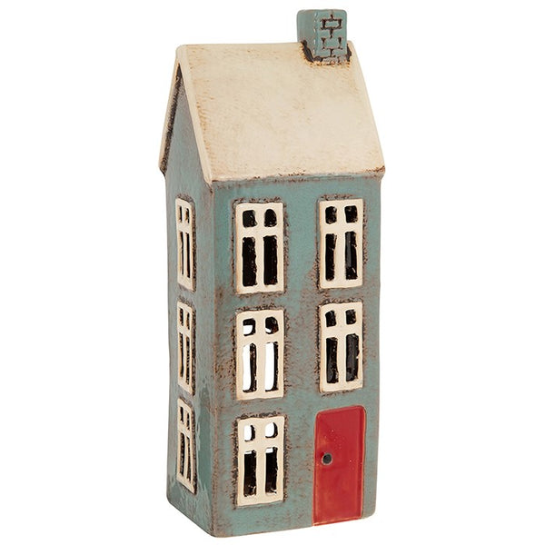 Village Pottery Tall House Tealight Holder - Dark Grey