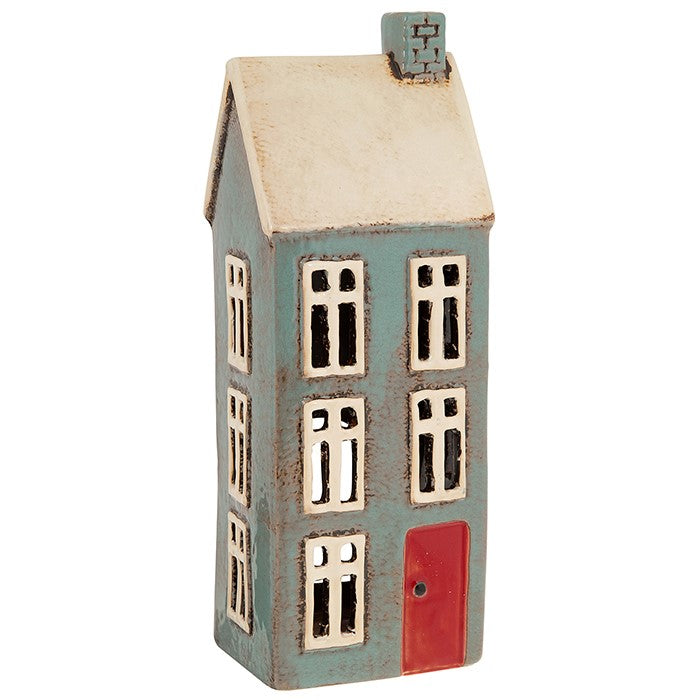 Village Pottery Tall House Tealight Holder - Dark Grey