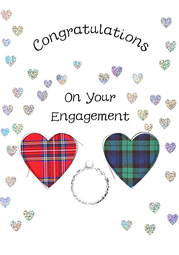 Tartan Hearts Engagement Card