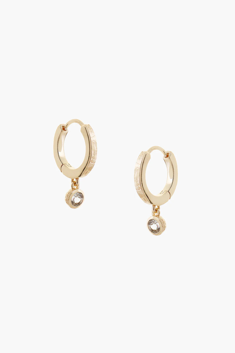White Topaz Hoop Earrings - Gold