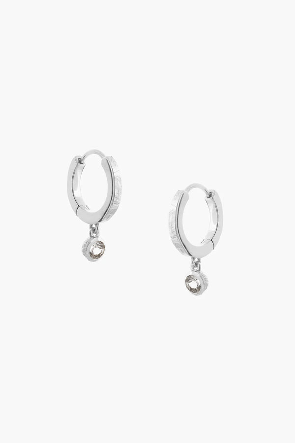 White Topaz Hoop Earrings - Silver