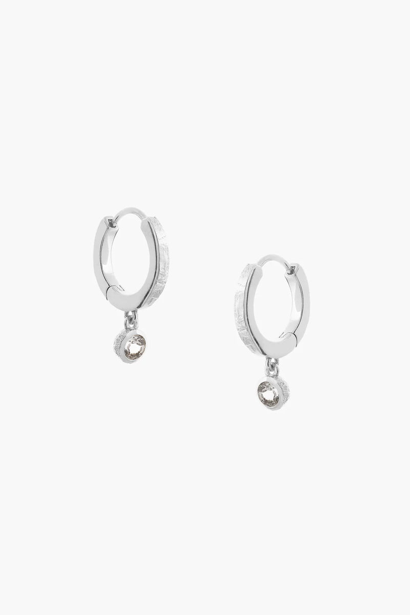 White Topaz Hoop Earrings - Silver