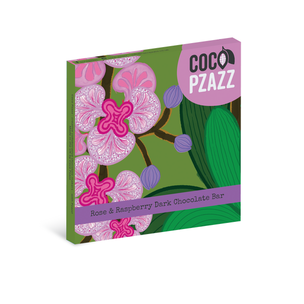 Rose & Raspberry Dark Chocolate Bar