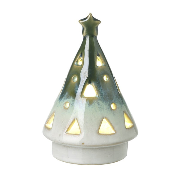 Ceramic Cut Out Cone Light-Up Tree