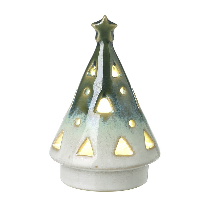 Ceramic Cut Out Cone Light-Up Tree