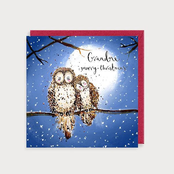 Grandma Christmas Owls Card