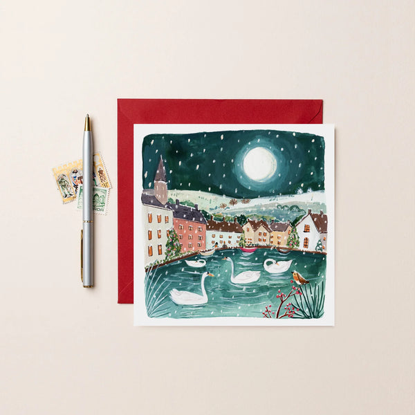 Lake & Winter Village Christmas Card
