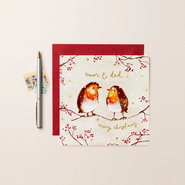 Robins Mum & Dad Christmas Card