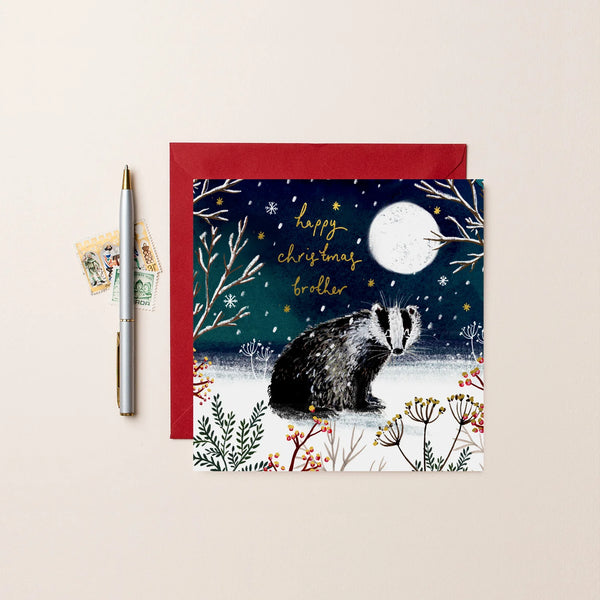 Badger Brother Christmas Card