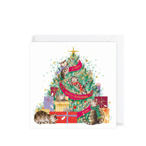 Cats In Christmas Tree Charity Christmas Cards