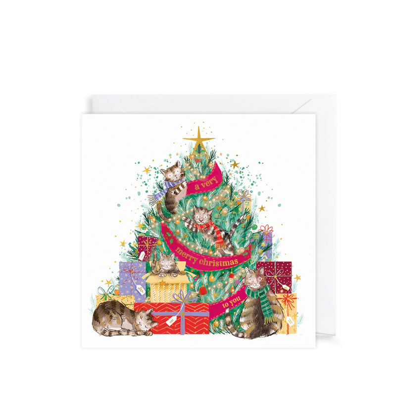 Cats In Christmas Tree Charity Christmas Cards