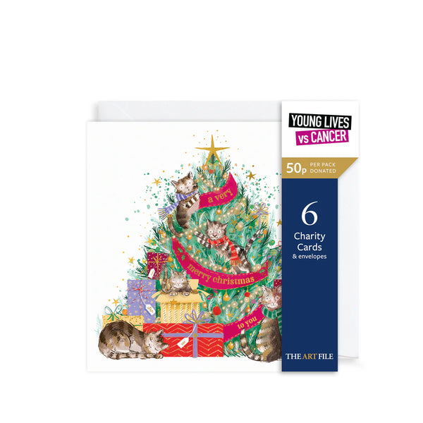 Cats In Christmas Tree Charity Christmas Cards