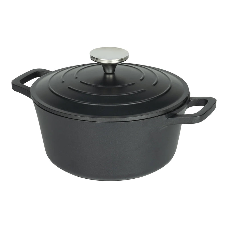 Commichef Cast Aluminium 20cm 2.8L Round Casserole Dish - Black