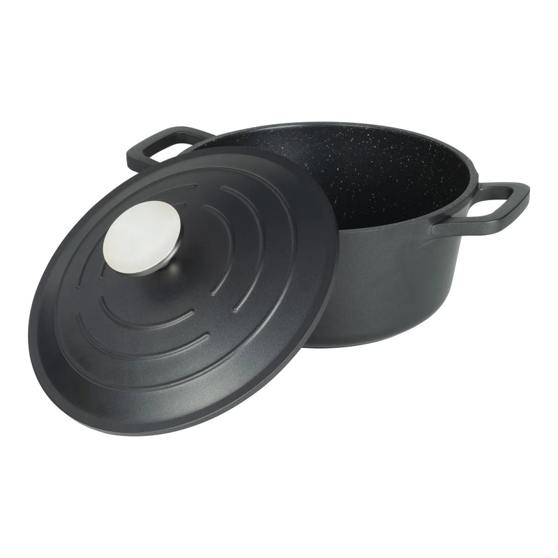 Commichef Cast Aluminium 20cm 2.8L Round Casserole Dish - Black