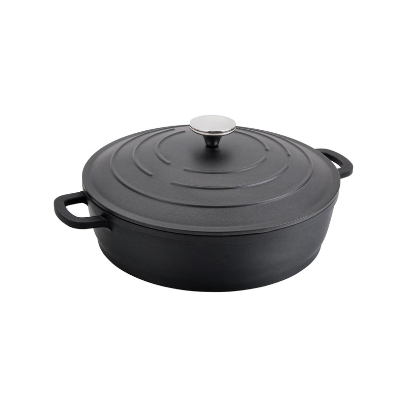 Cast Aluminium Shallow Casserole Dish 28cm 4.5L - Black