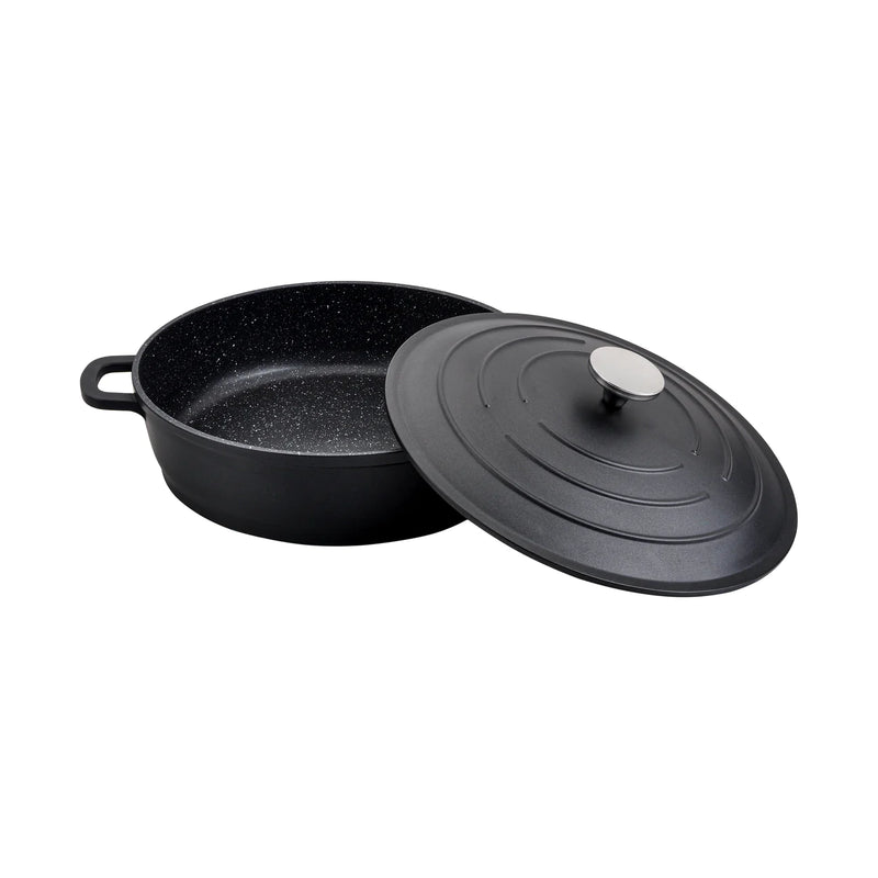 Cast Aluminium Shallow Casserole Dish 28cm 4.5L - Black