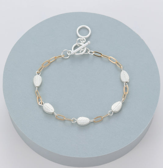 Silver Leaves & Gold Bracelet