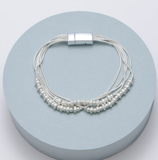 Silver Beaded Magnetic Bracelet