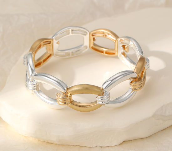 Silver & Gold Hoop Elastic Bangle