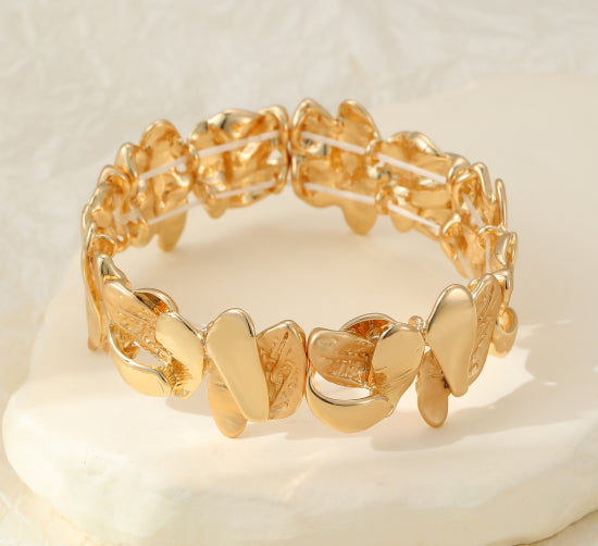 Gold Shapes Elastic Bangle