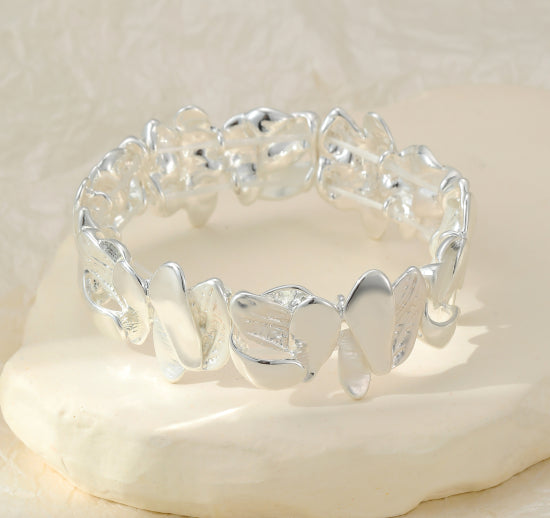 Silver Shapes Elastic Bangle