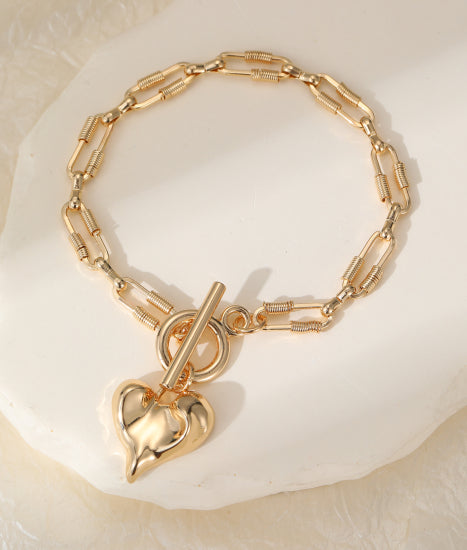 Gold T-Bar Heart Bracelet