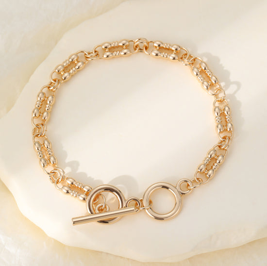Gold T-Bar Link Bracelet