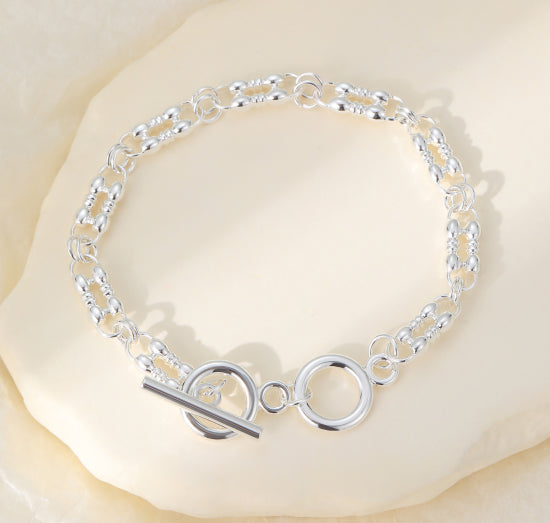 Silver T-Bar Link Bracelet